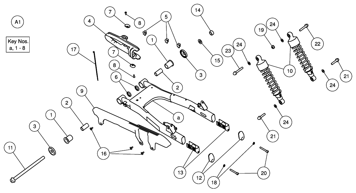 SWINGARM / SHOCK ABSORBER METEOR 350